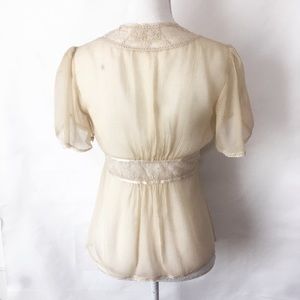 Free People Tops - Free People Sheer Ivory Silk & Lace Blouse Free People Tops - Free People Sheer Ivory Silk & Lace Blouse